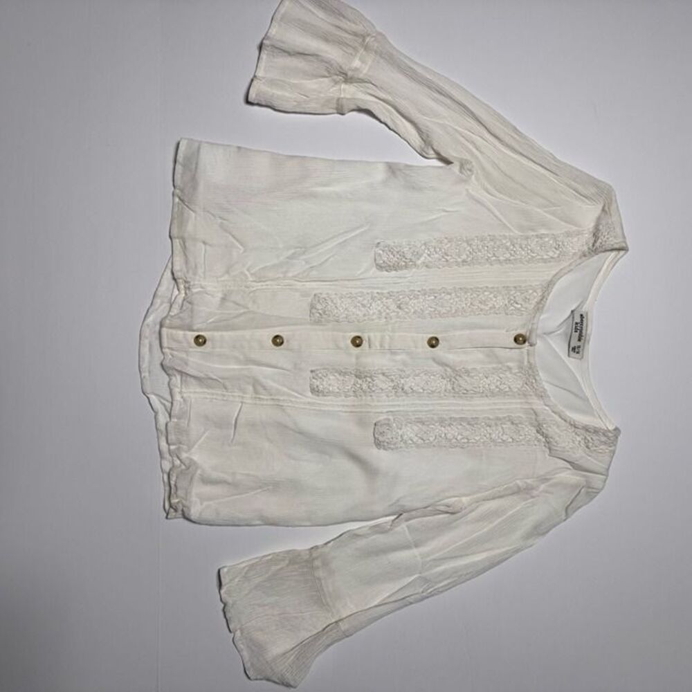 Abercrombie Kids Girls Cream Lace Boho Blouse | Size 15/16 | Bell Sleeves